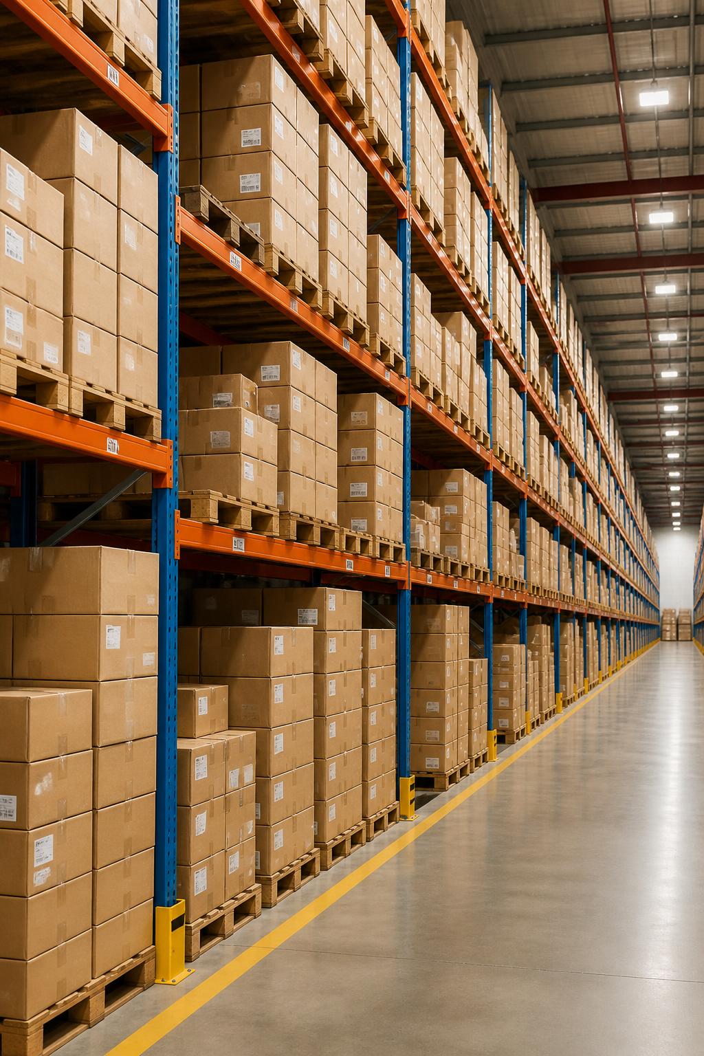 Organized warehouse shelves